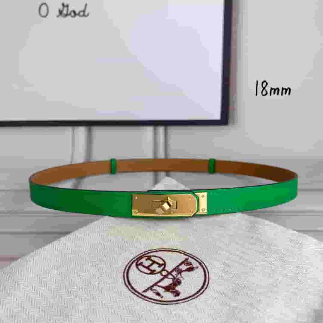 Yupoo Hermes Belt  Kelly 1.8Cm Reversible Pink Green - Main Preview