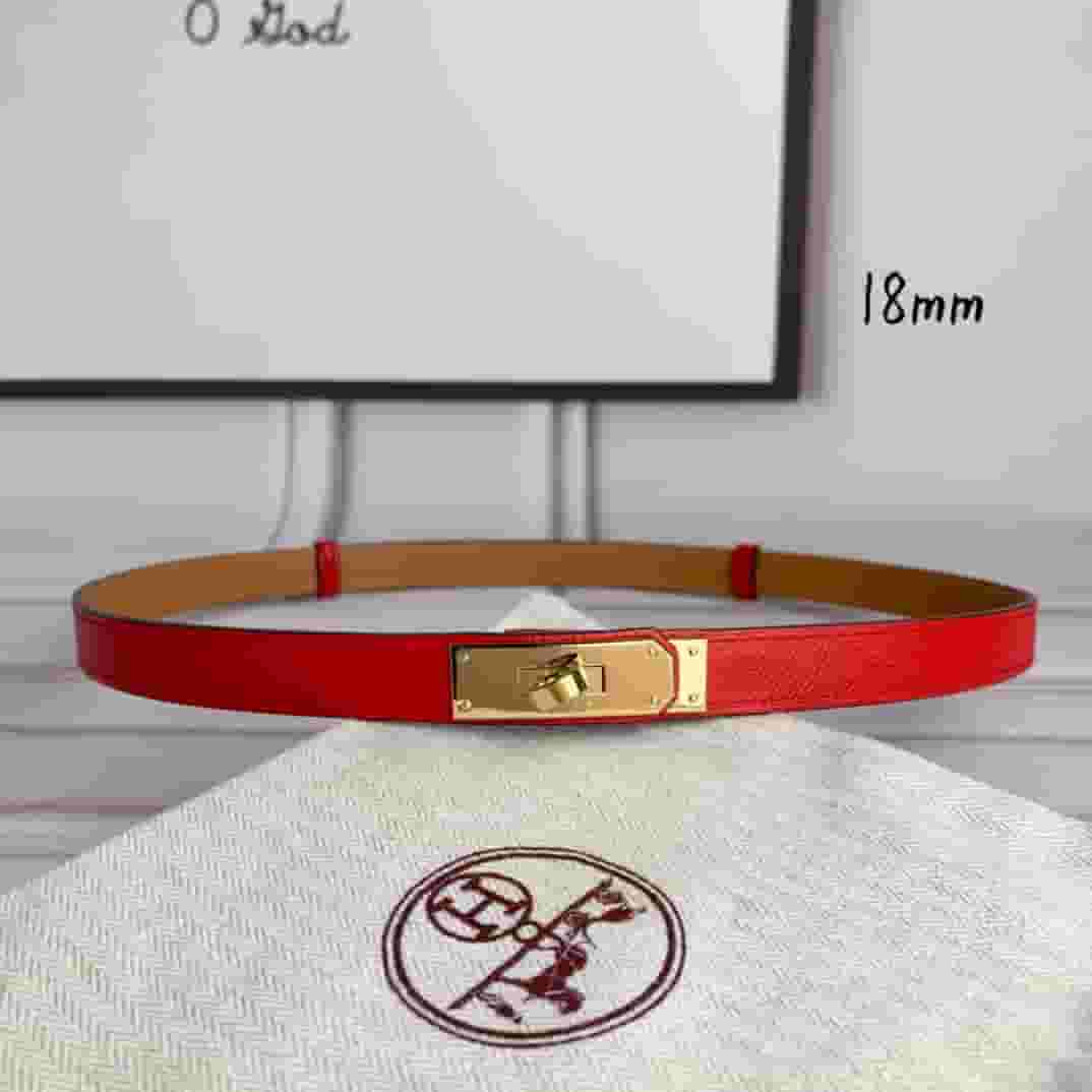Yupoo Hermes Belt  Kelly 1.8Cm Reversible Red Bright Red - Main Preview