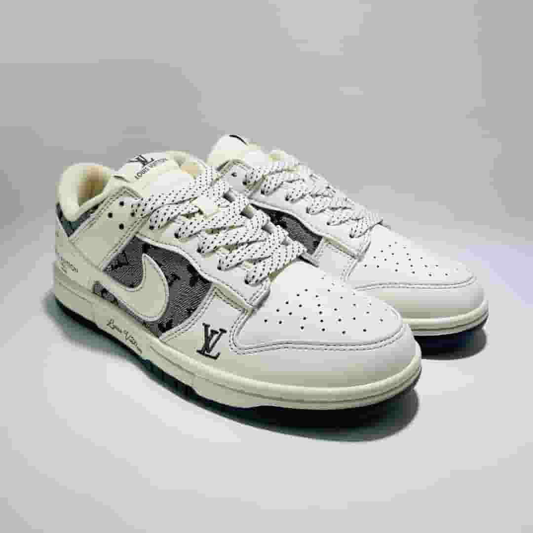 Yupoo shoes: Custom Nike SB Dunk Low × LV Grey Embroidered-Yupoo Rep - Main Preview