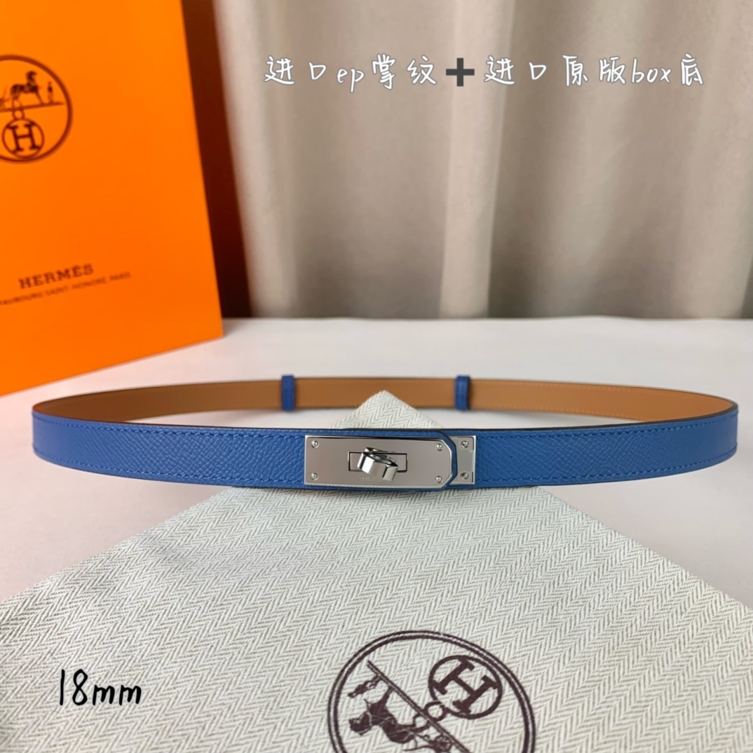 Yupoo Hermes Belt  Kelly 1.8Cm Reversible Blue image 2