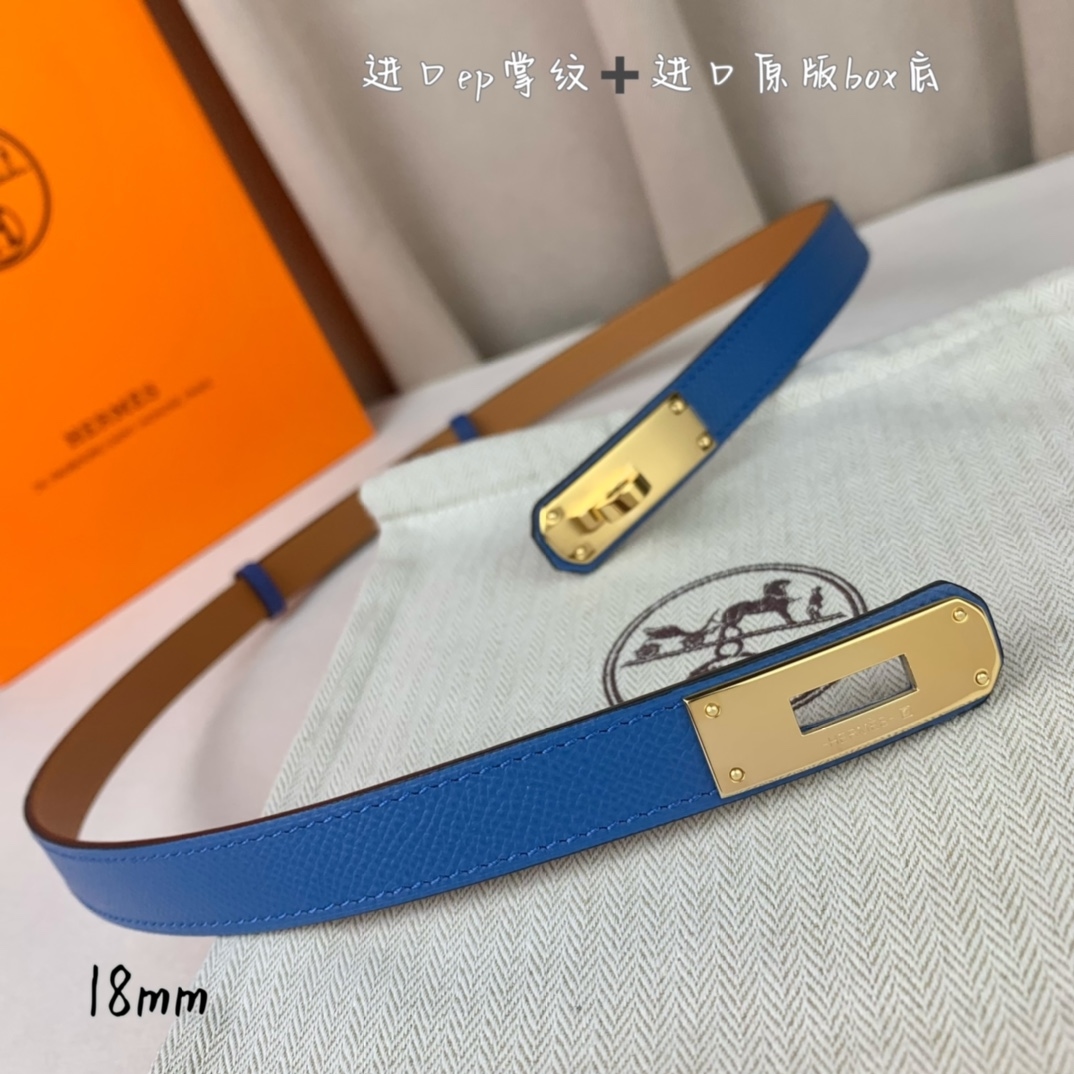 Yupoo Hermes Belt  Kelly 1.8Cm Reversible Blue image 3