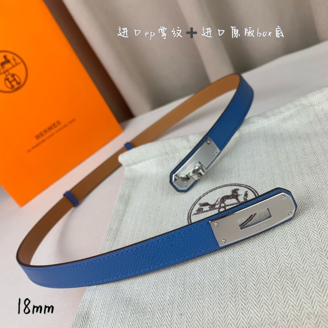 Yupoo Hermes Belt  Kelly 1.8Cm Reversible Blue image 4