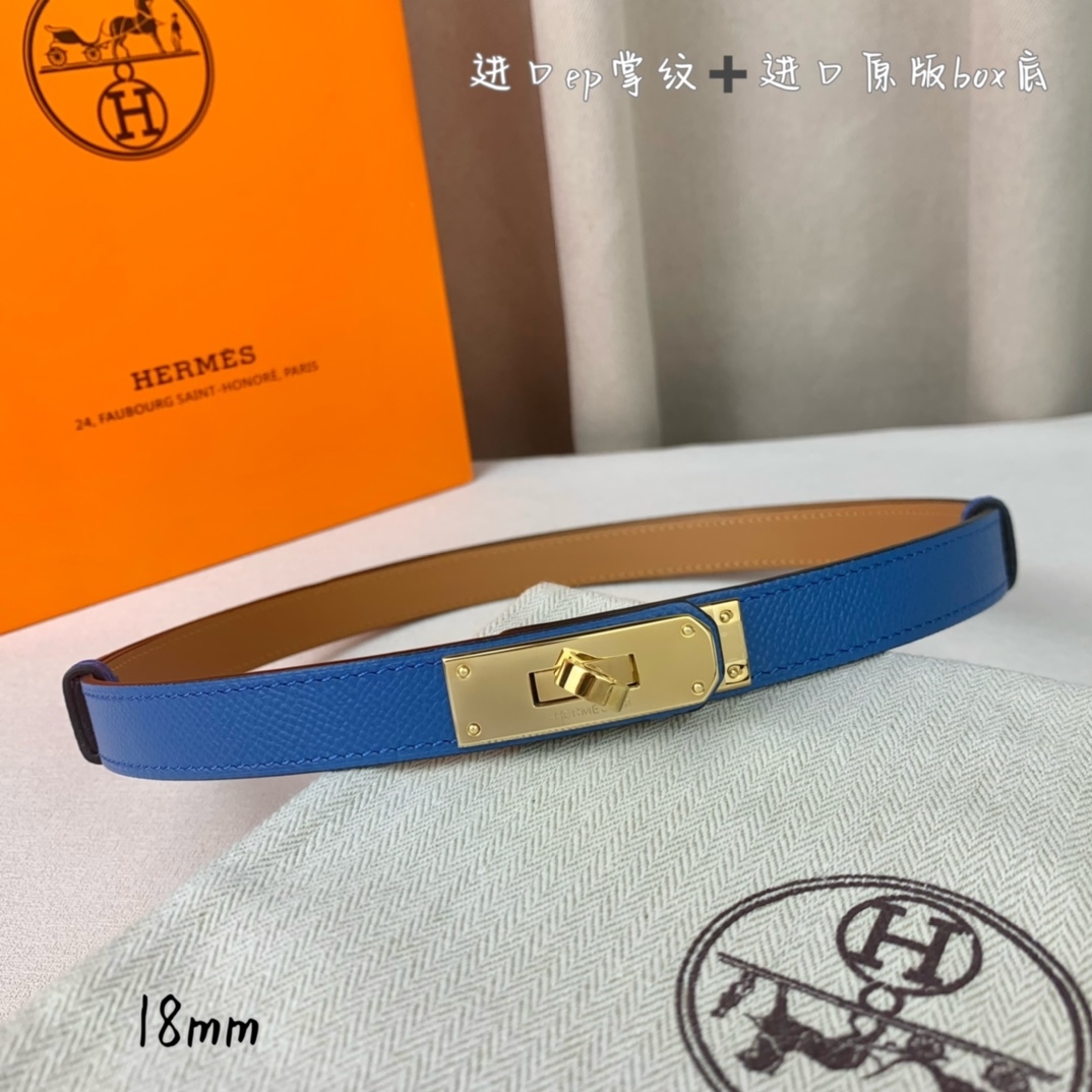 Yupoo Hermes Belt  Kelly 1.8Cm Reversible Blue image 5