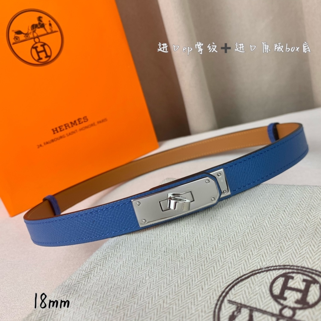 Yupoo Hermes Belt  Kelly 1.8Cm Reversible Blue image 6
