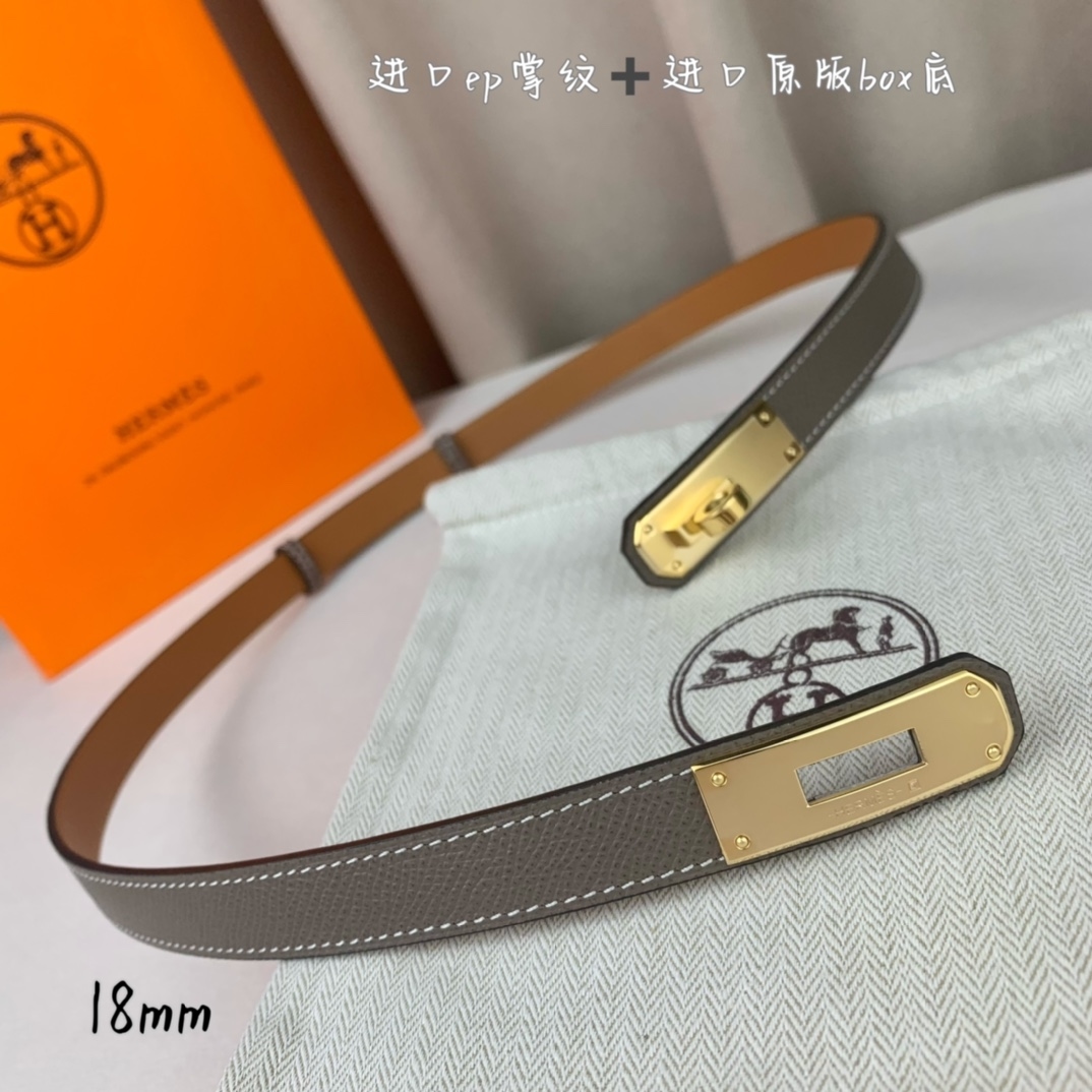 Yupoo Hermes Belt  Kelly 1.8Cm Reversible Grey image 3