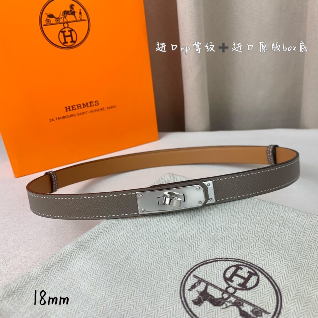 Yupoo Hermes Belt  Kelly 1.8Cm Reversible Grey image 6