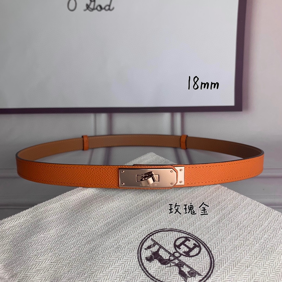 Yupoo Hermes Belt  Kelly 1.8Cm Reversible Orange image 2