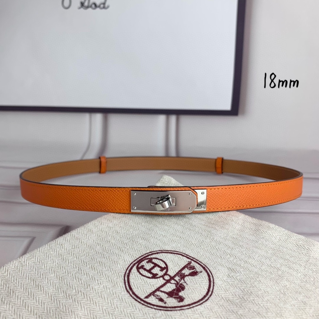 Yupoo Hermes Belt  Kelly 1.8Cm Reversible Orange image 3