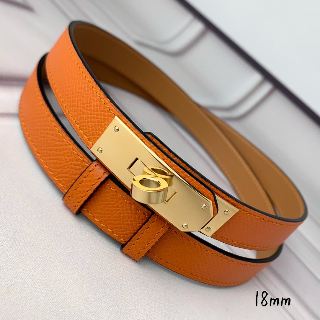 Yupoo Hermes Belt  Kelly 1.8Cm Reversible Orange image 4