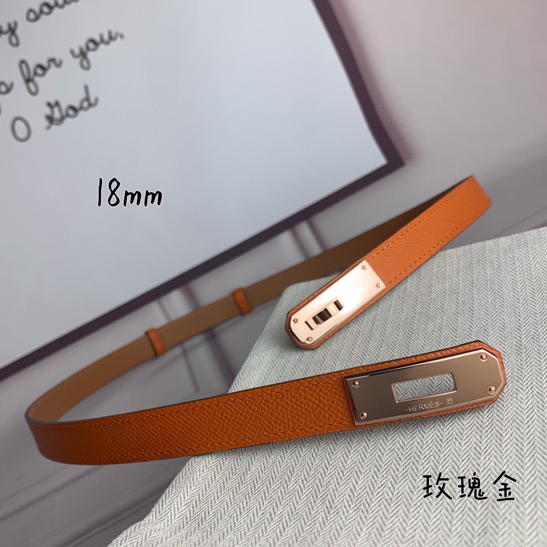 Yupoo Hermes Belt  Kelly 1.8Cm Reversible Orange image 5