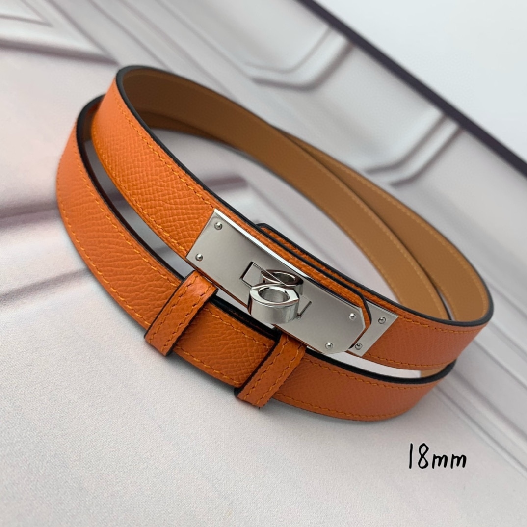 Yupoo Hermes Belt  Kelly 1.8Cm Reversible Orange image 6