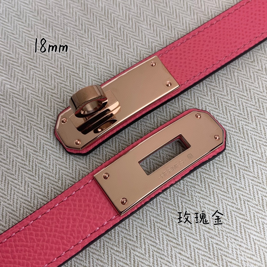 Yupoo Hermes Belt  Kelly 1.8Cm Reversible Pink Belt image 8