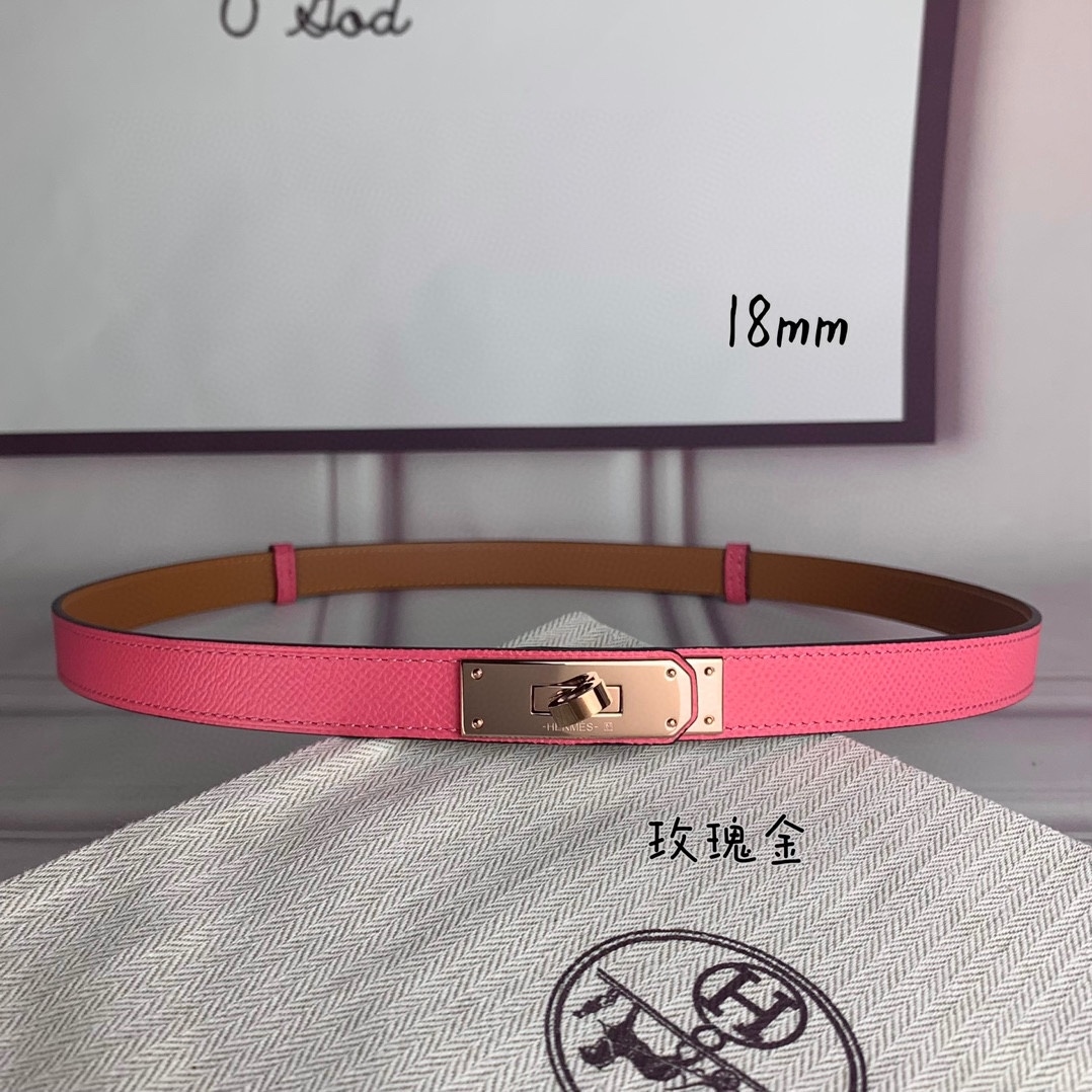 Yupoo Hermes Belt  Kelly 1.8Cm Reversible Pink Belt image 2