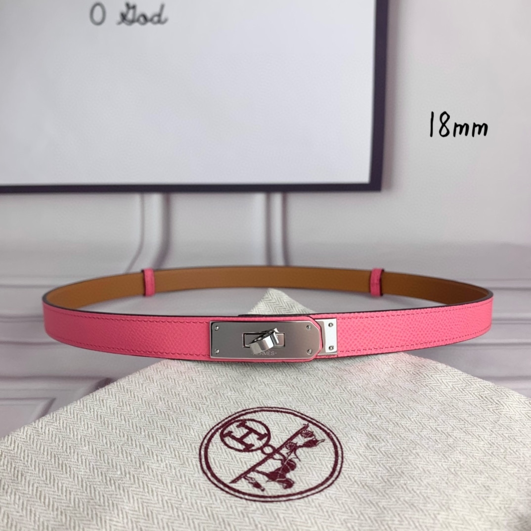 Yupoo Hermes Belt  Kelly 1.8Cm Reversible Pink Belt image 3