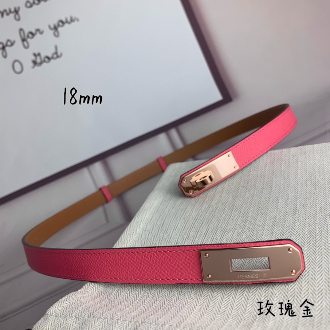 Yupoo Hermes Belt  Kelly 1.8Cm Reversible Pink Belt image 5