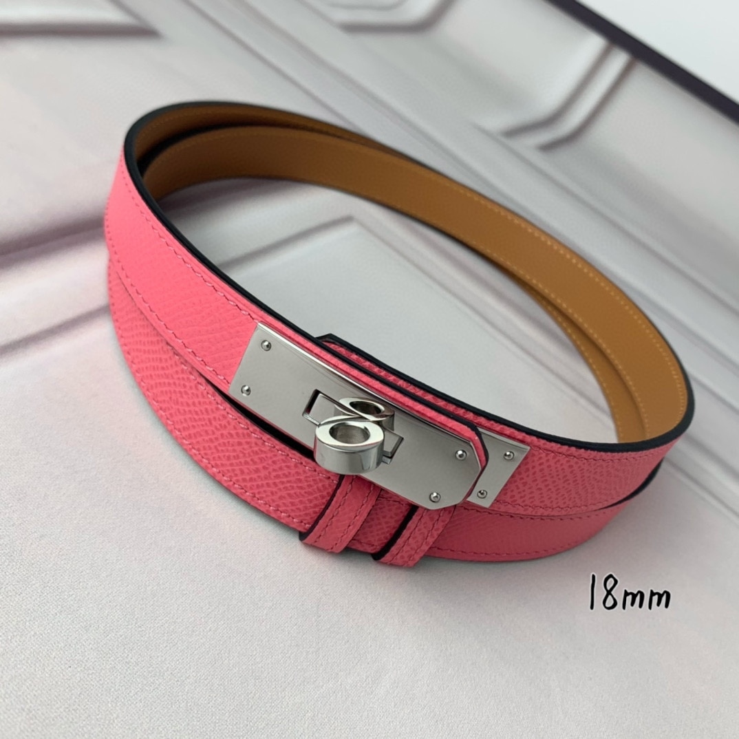 Yupoo Hermes Belt  Kelly 1.8Cm Reversible Pink Belt image 6