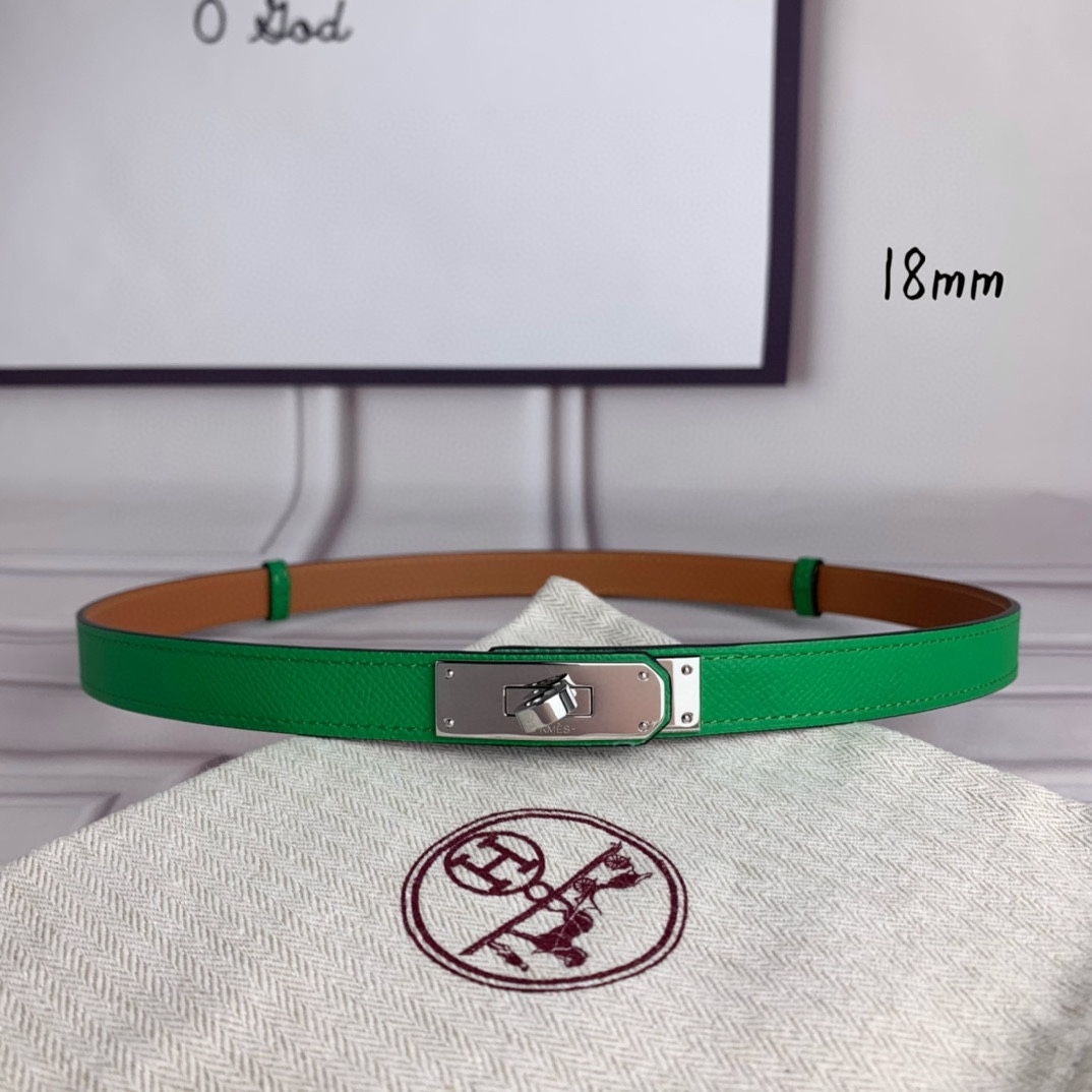 Yupoo Hermes Belt  Kelly 1.8Cm Reversible Pink Green image 3