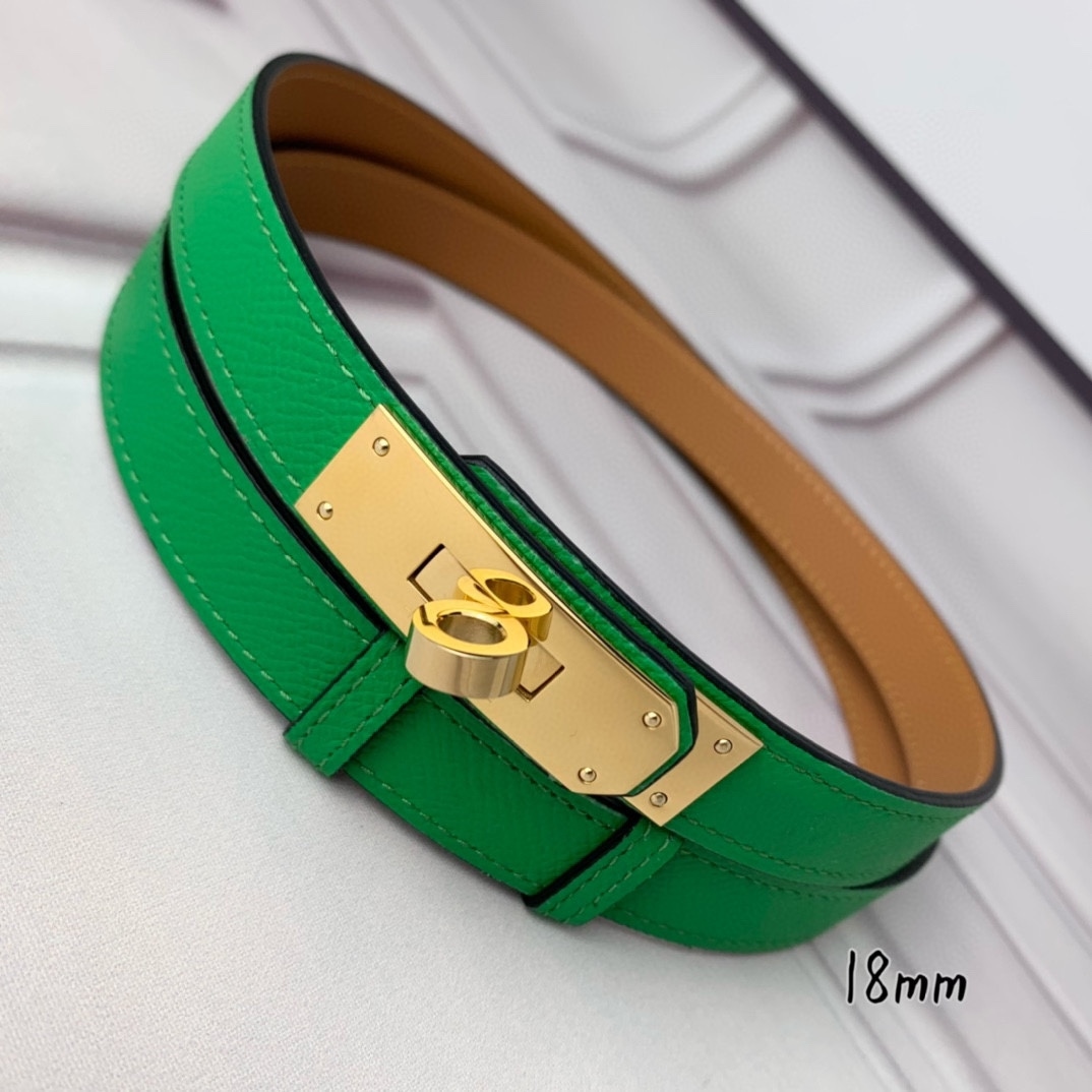 Yupoo Hermes Belt  Kelly 1.8Cm Reversible Pink Green image 4