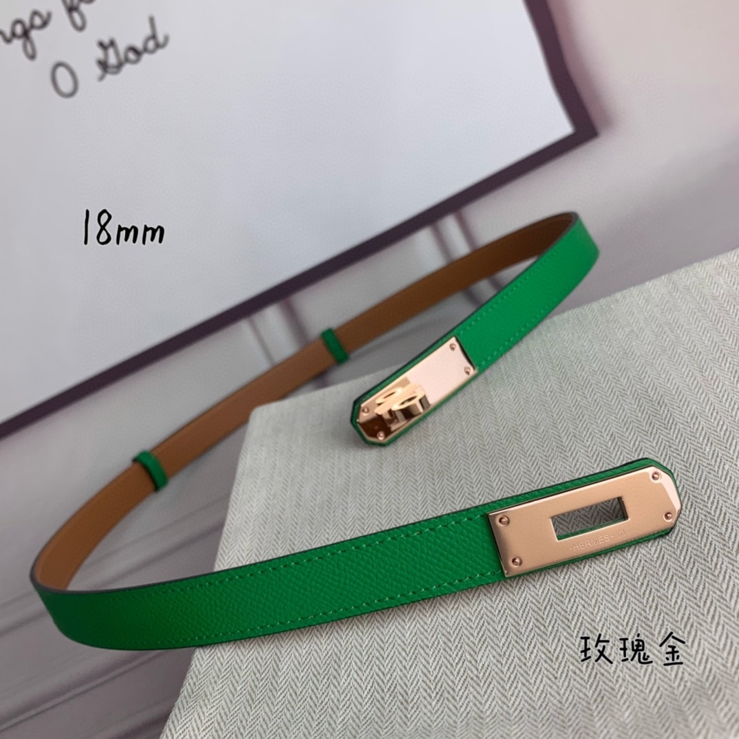 Yupoo Hermes Belt  Kelly 1.8Cm Reversible Pink Green image 5