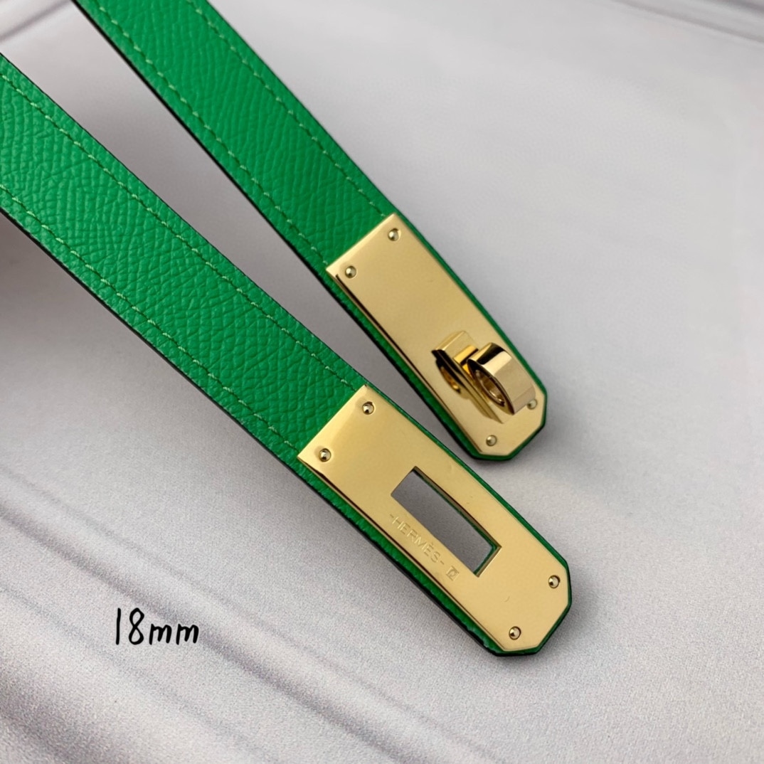 Yupoo Hermes Belt  Kelly 1.8Cm Reversible Pink Green image 7