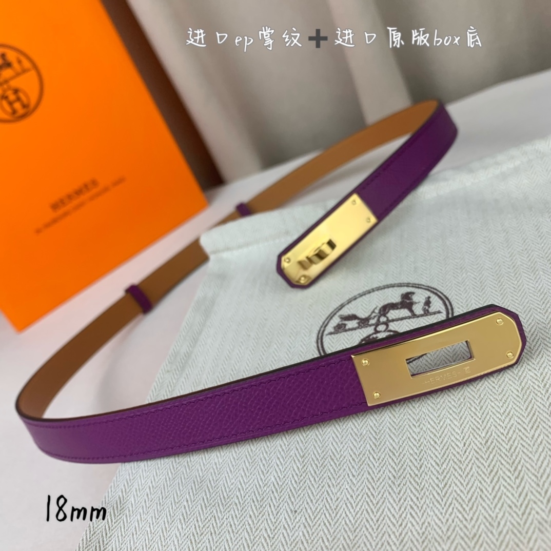 Yupoo Hermes Belt  Kelly 1.8Cm Reversible Purple image 3