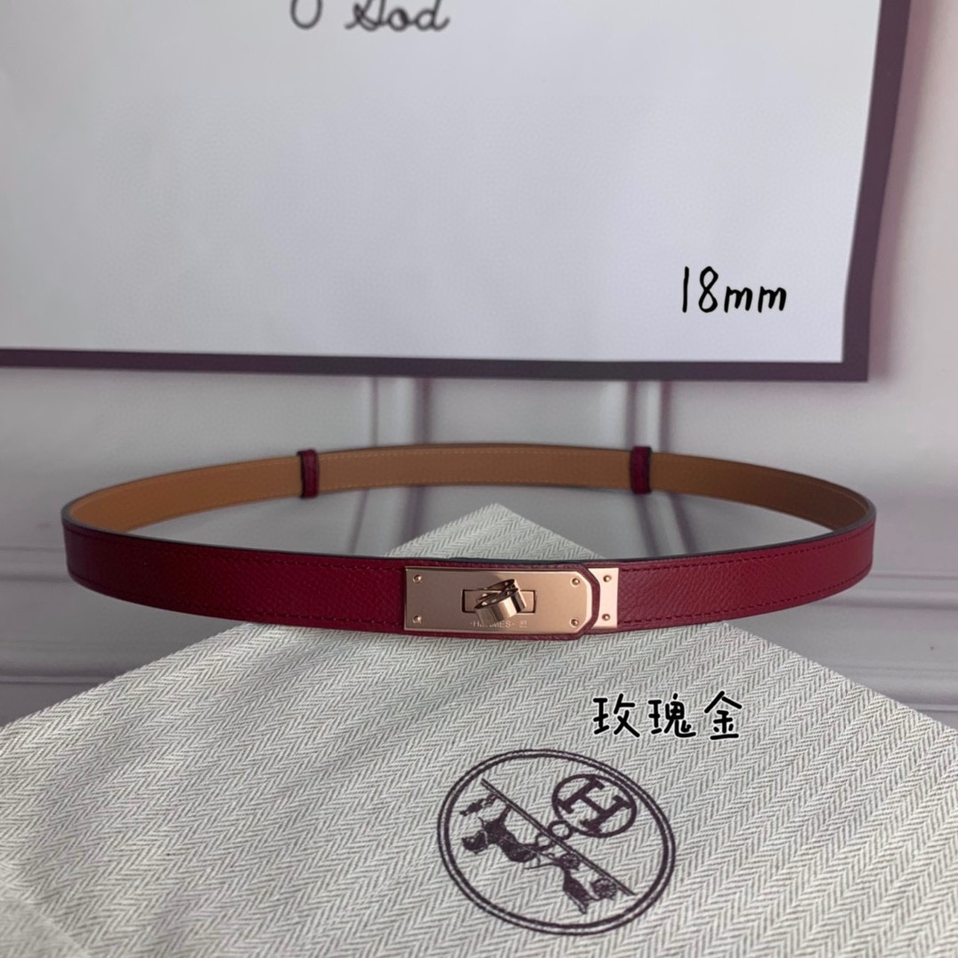 Yupoo Hermes Belt  Kelly 1.8Cm Reversible Red image 2
