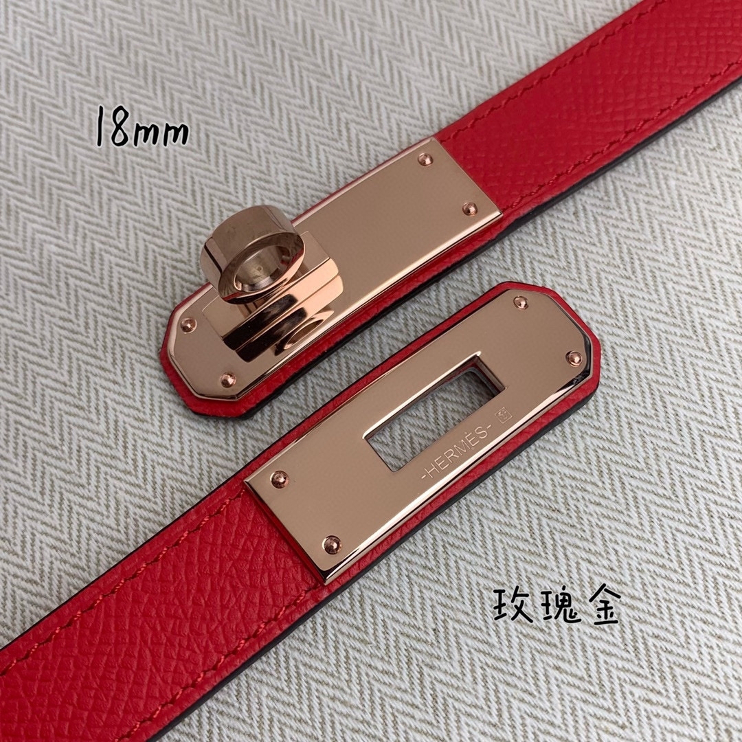 Yupoo Hermes Belt  Kelly 1.8Cm Reversible Red Bright Red image 8