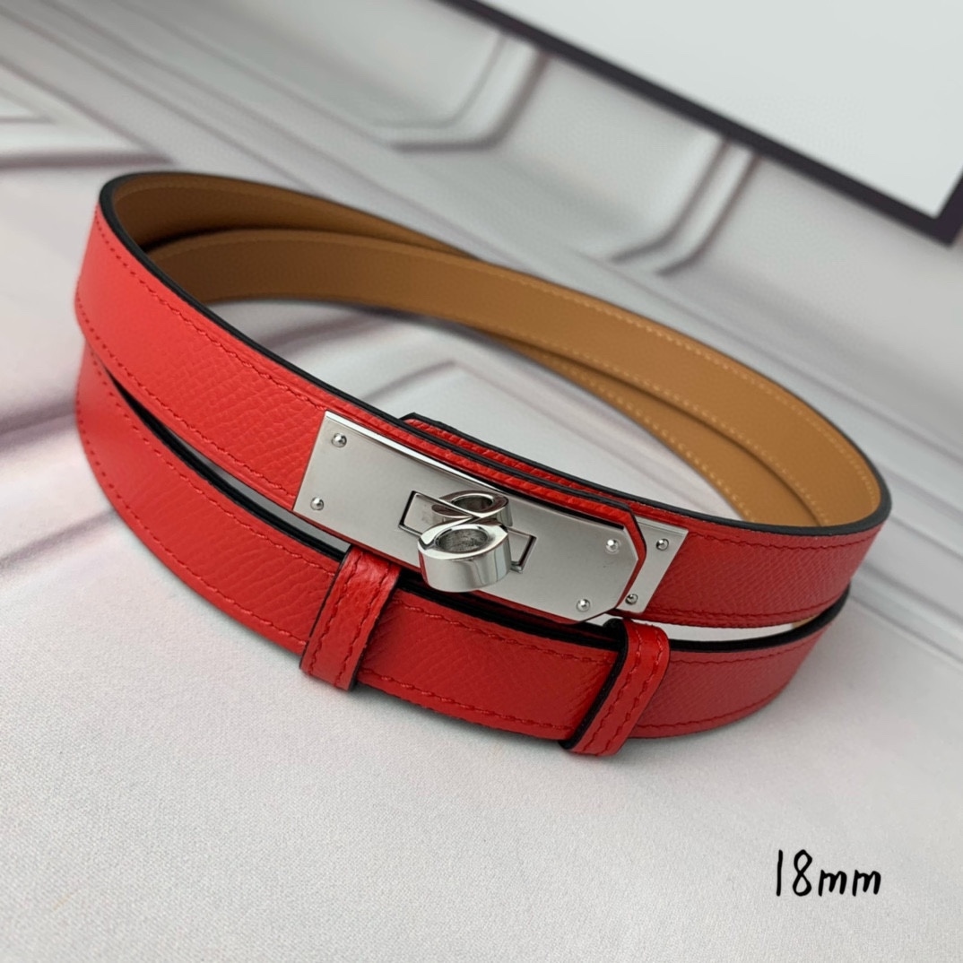 Yupoo Hermes Belt  Kelly 1.8Cm Reversible Red Bright Red image 6