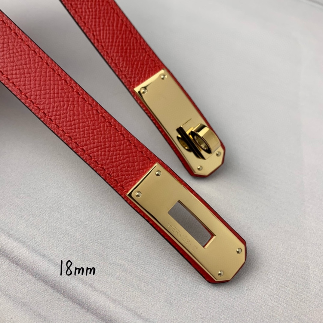 Yupoo Hermes Belt  Kelly 1.8Cm Reversible Red Bright Red image 7