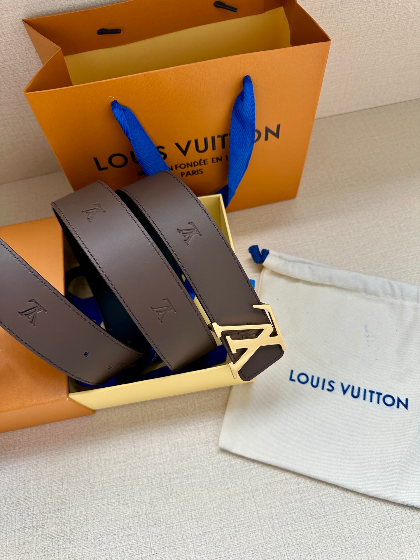 Lv Initiales Blason 40Mm Belt Yupoo Lv Belt Brown image 3