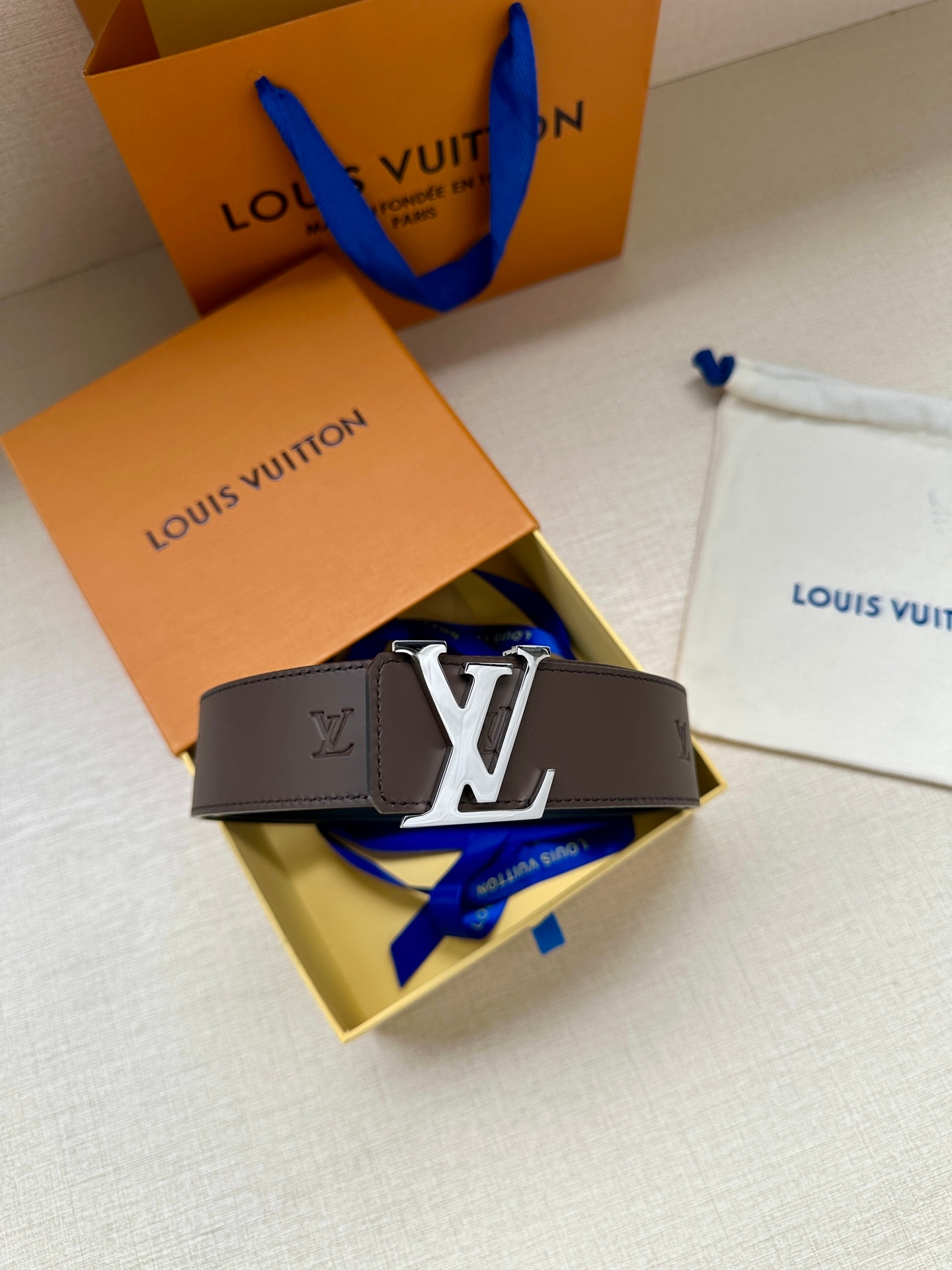 Lv Initiales Blason 40Mm Belt Yupoo Lv Belt Brown image 5