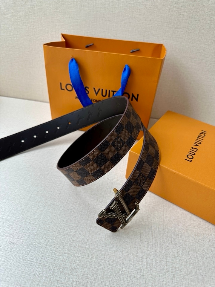 Lv Initiales Studs Reversible Belt 4.0Cm Yupoo Belt Brown image 4