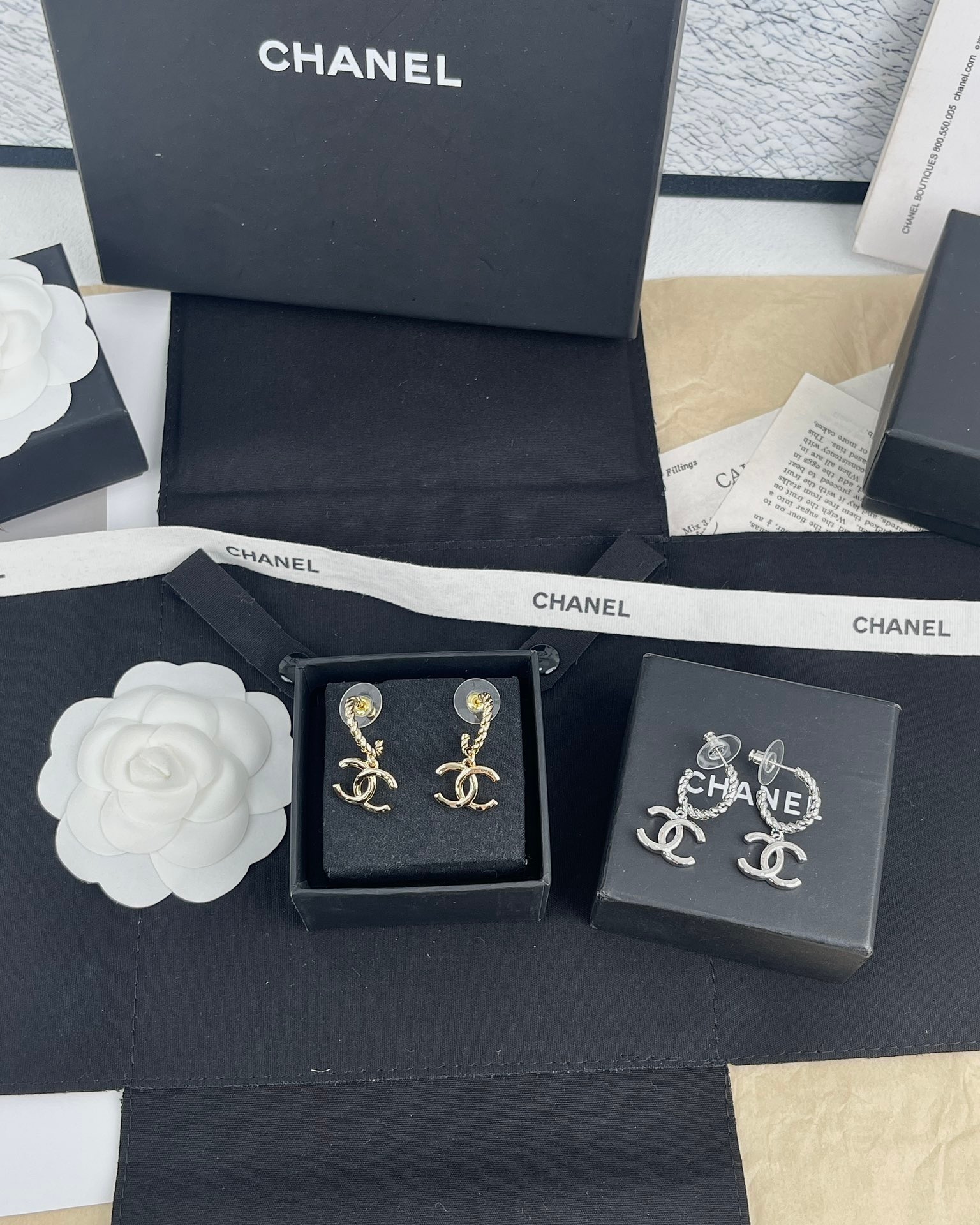 Chanel Double C Stud Earrings Yupoo Jewelry Silver And Gold image 6