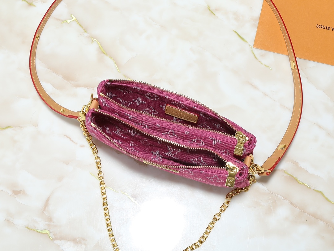 Yupoo Lv Liv Pochette Pink Monogram Denim Bag M14159 image 9