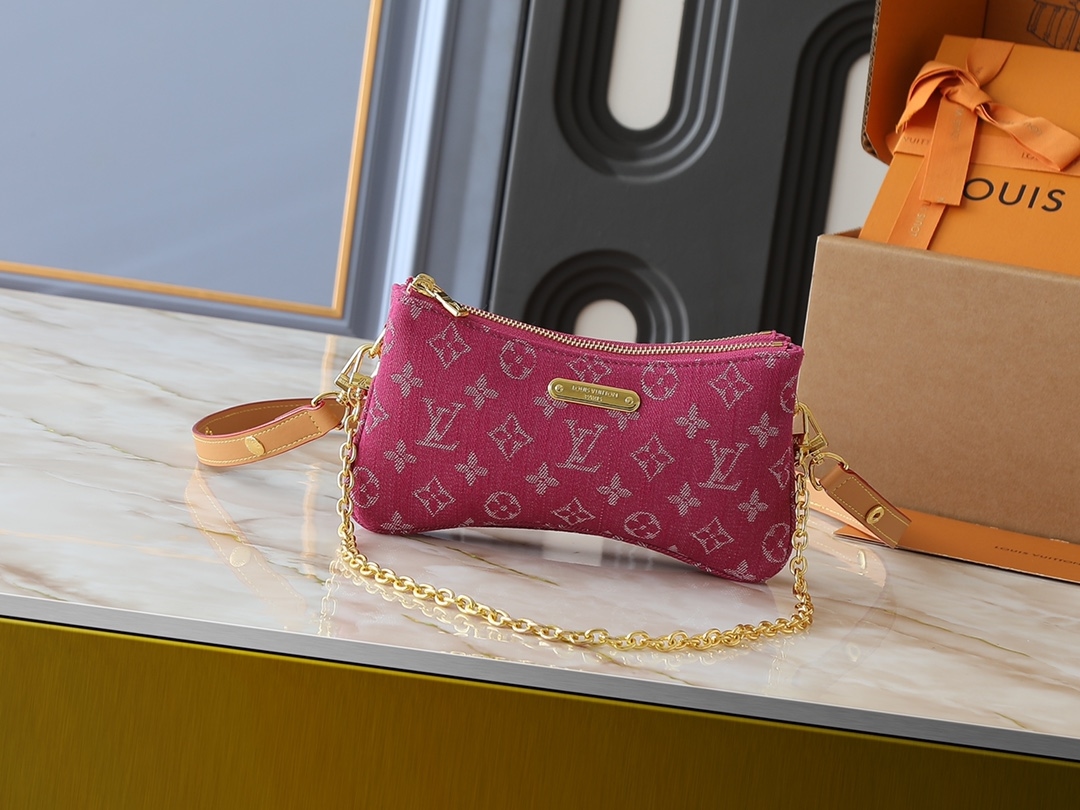 Yupoo Lv Liv Pochette Pink Monogram Denim Bag M14159 image 1