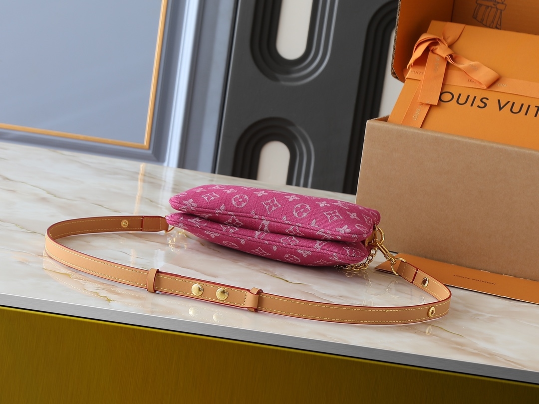 Yupoo Lv Liv Pochette Pink Monogram Denim Bag M14159 image 4