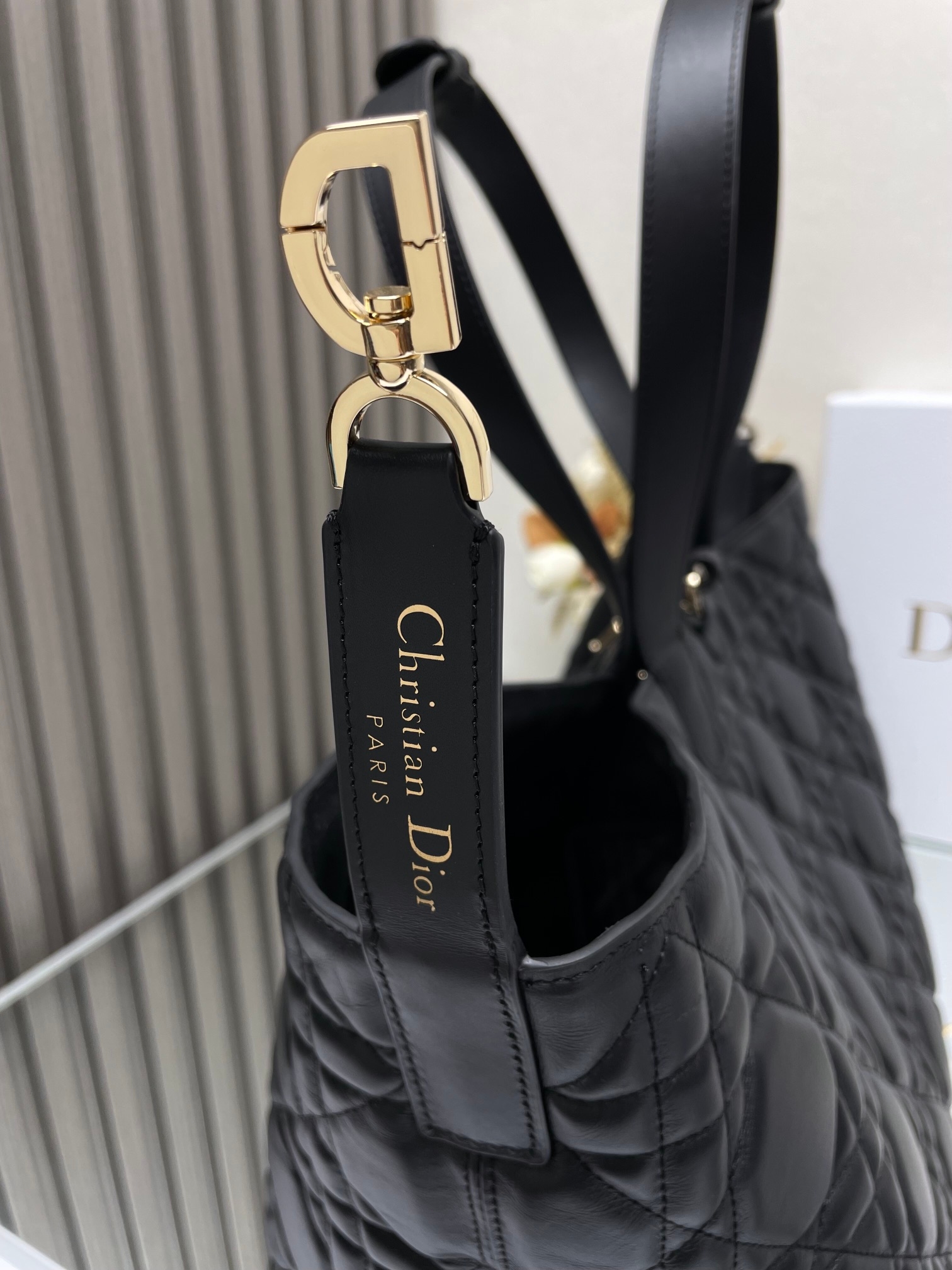 Yupoo Dior Toujours Large Black Macrocannage Tote Bag image 8
