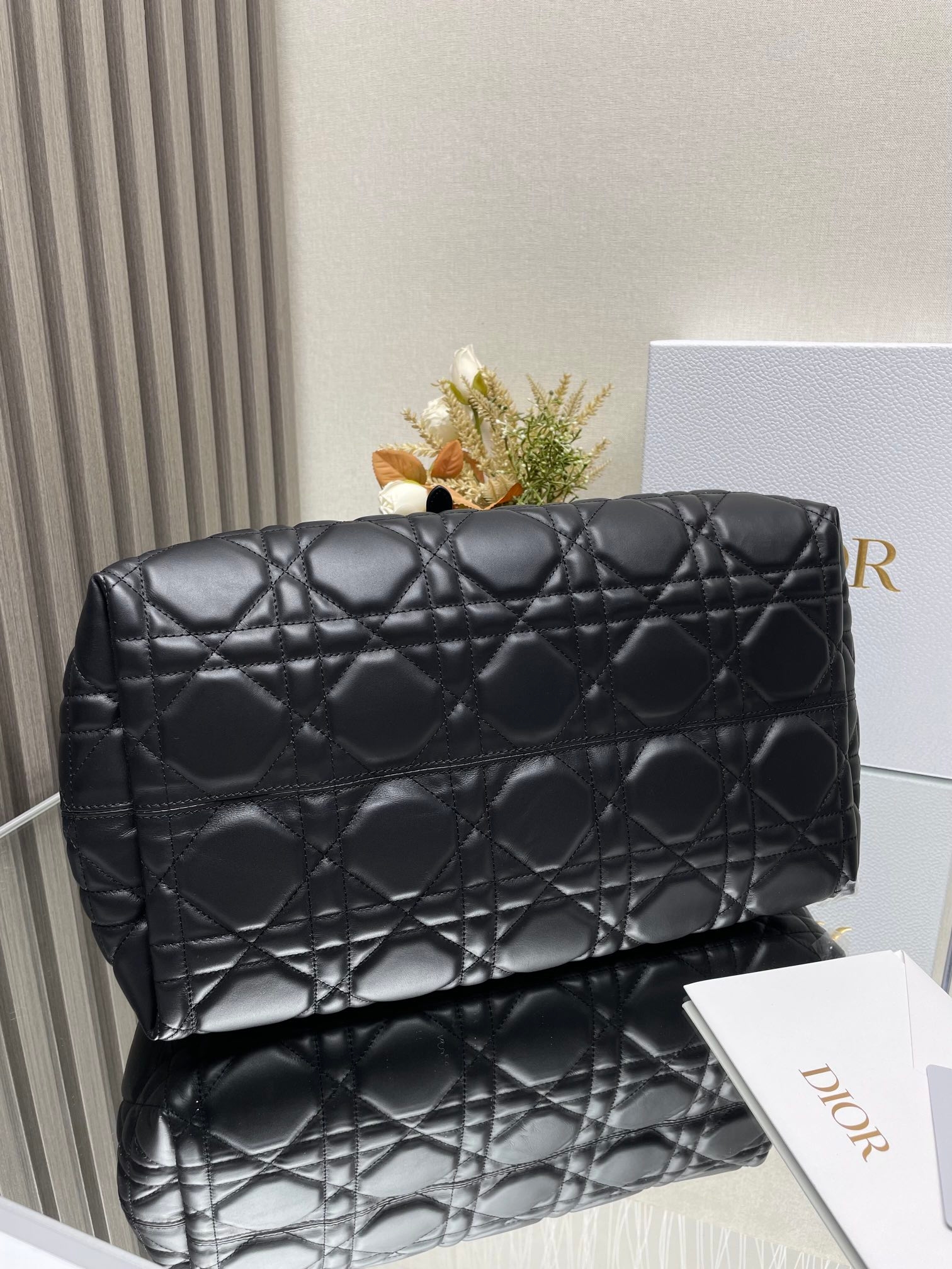 Yupoo Dior Toujours Large Black Macrocannage Tote Bag image 5