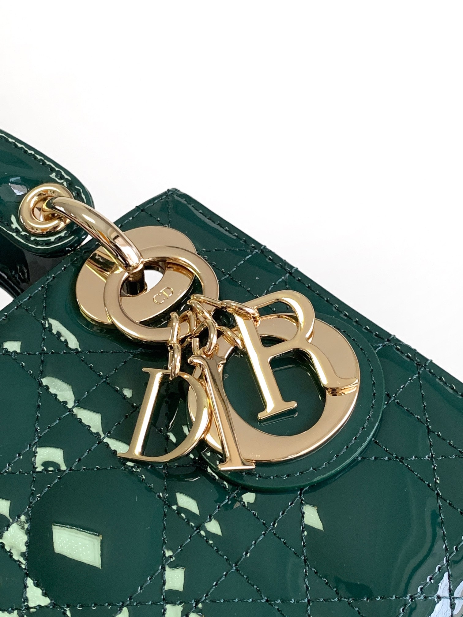Yupoo Lady Dior Green Patent Leather Bag With Dual Strap image 4