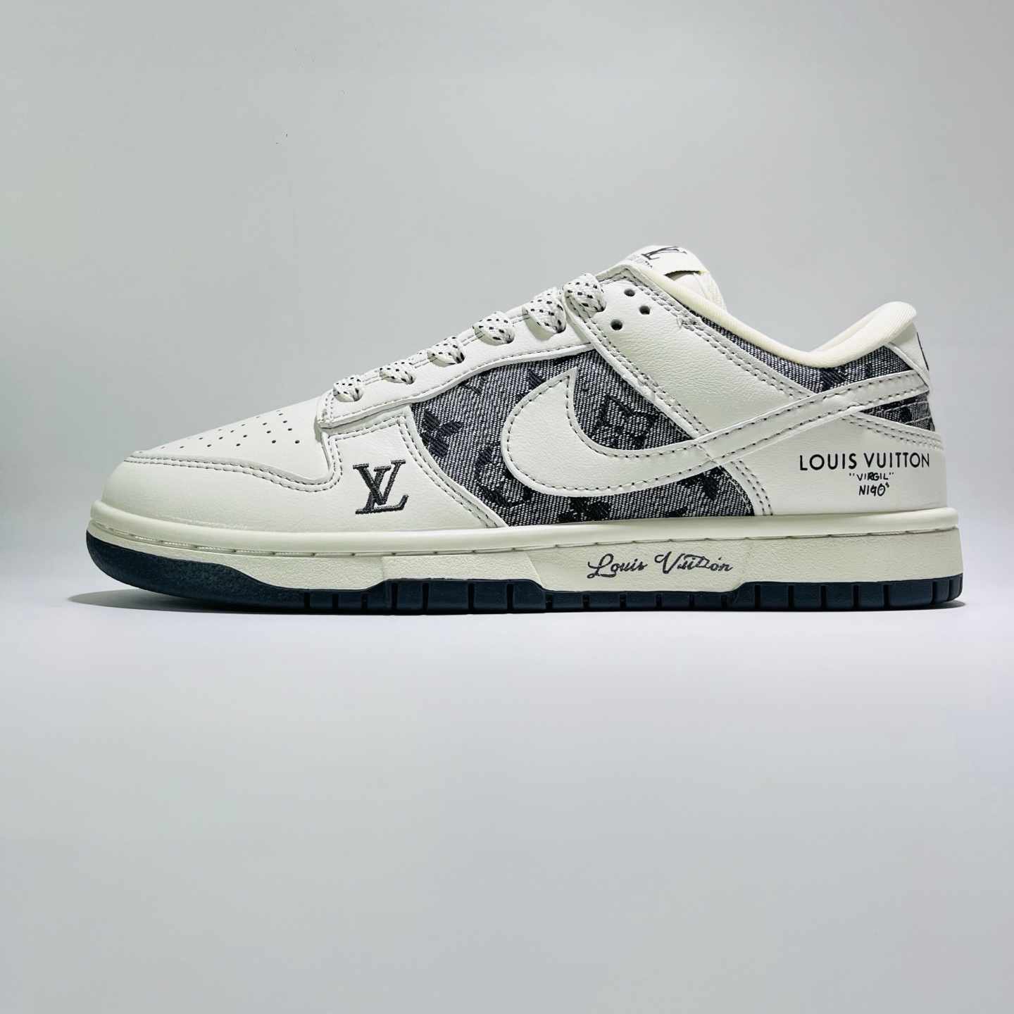 Yupoo shoes: Custom Nike SB Dunk Low × LV Grey Embroidered-Yupoo Rep image 2