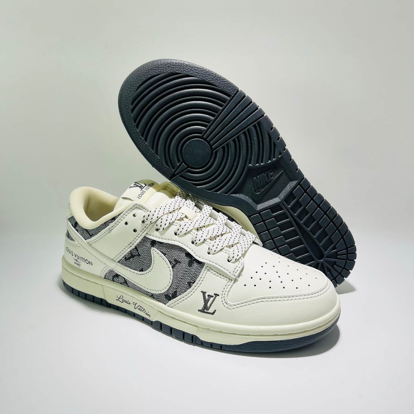 Yupoo shoes: Custom Nike SB Dunk Low × LV Grey Embroidered-Yupoo Rep image 3