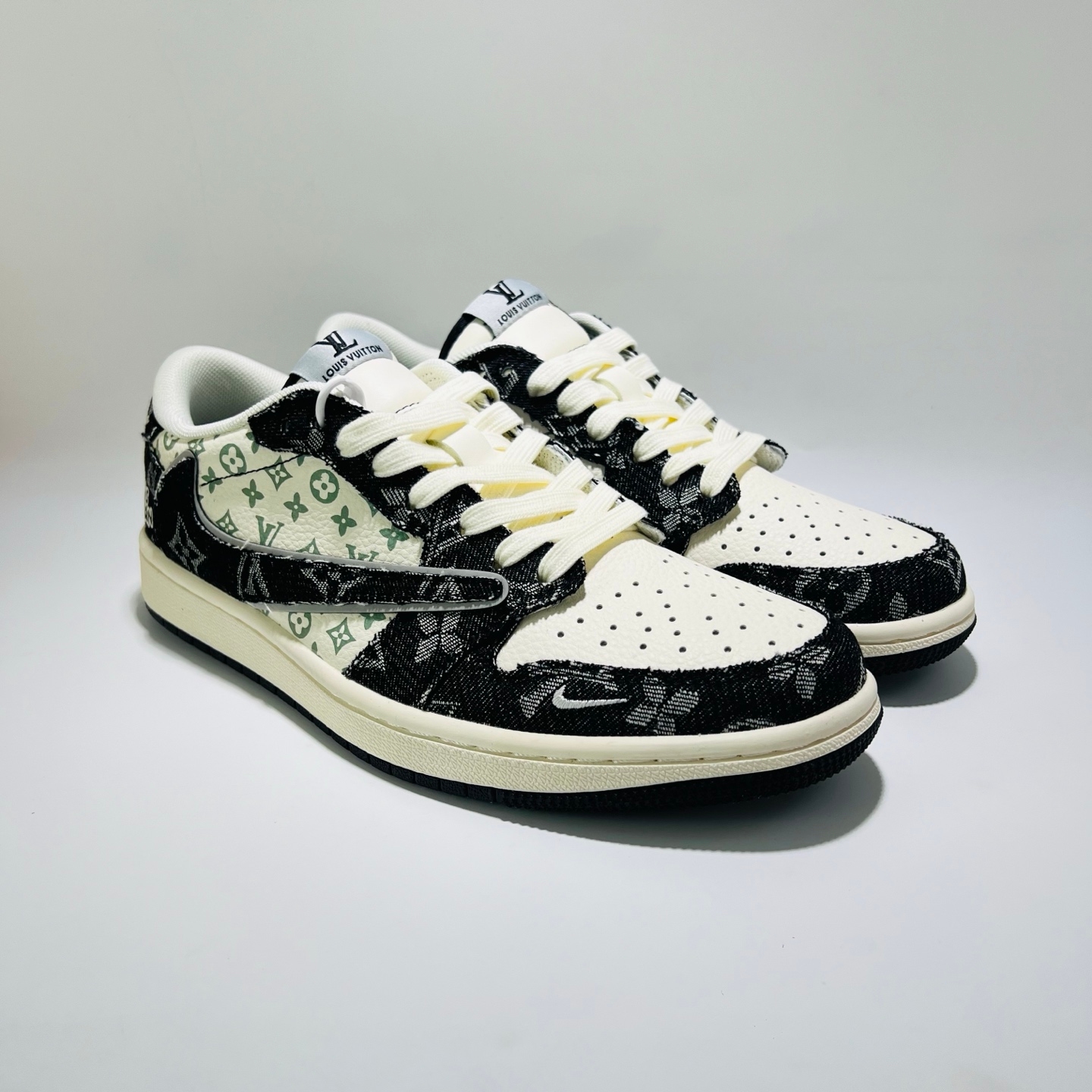 Yupoo shoes: Custom Travis Scott x LV x AJ1 Low Denim Mocha - Yupoo Yupoo image 1