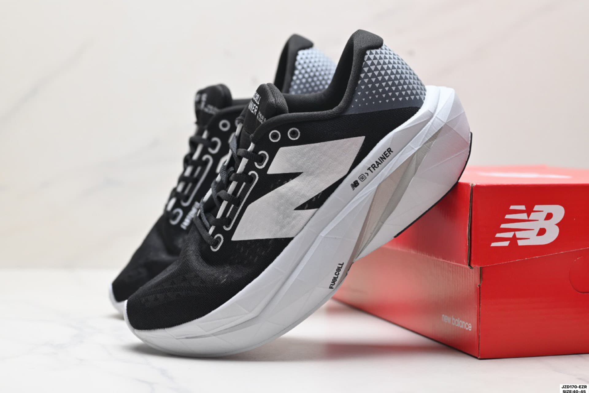 Black Upper & White Sole New Balance FuelCell Rep Shoes MFCXLK3 image 8