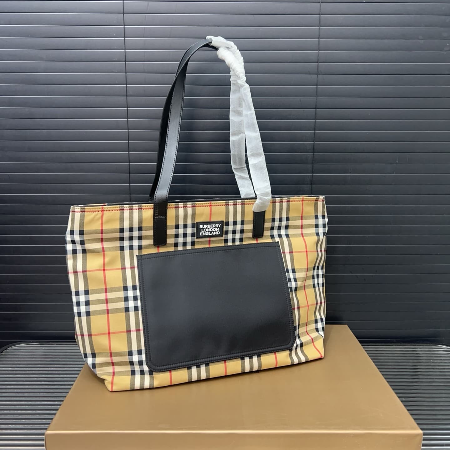 YUPOO Burberry Canvas Check Tote Bag – Unisex Shopping Bag, 42x37cm image 4