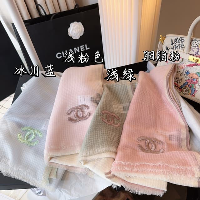 Chanel Cashmere Rep Scarf | Watercolor Gradient Wrap | Yupoo image 2
