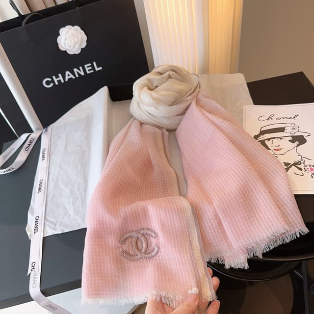 Chanel Cashmere Rep Scarf | Watercolor Gradient Wrap | Yupoo image 8