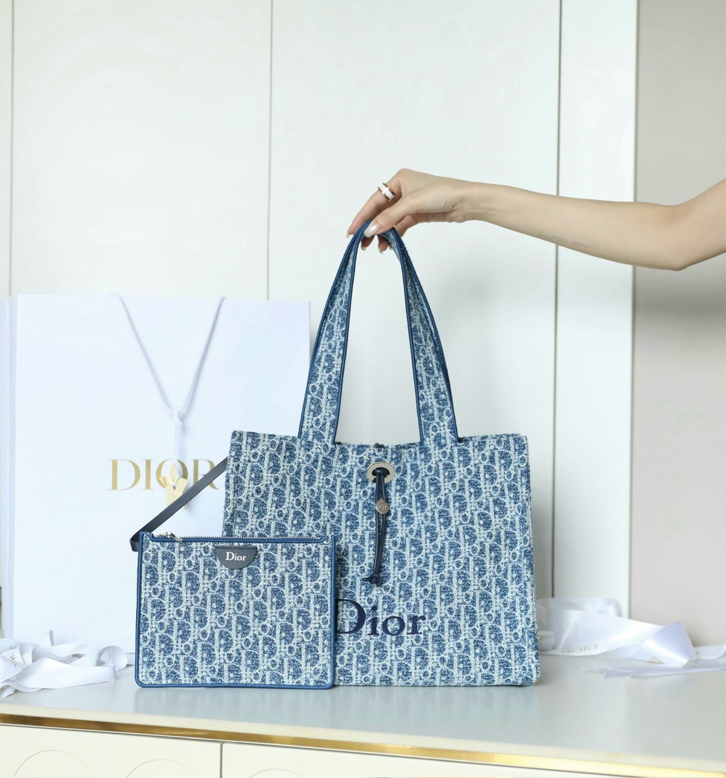 Dior Dioriviera Small Tote Bag Oblique Spongy Fabric 25.5cm image 4