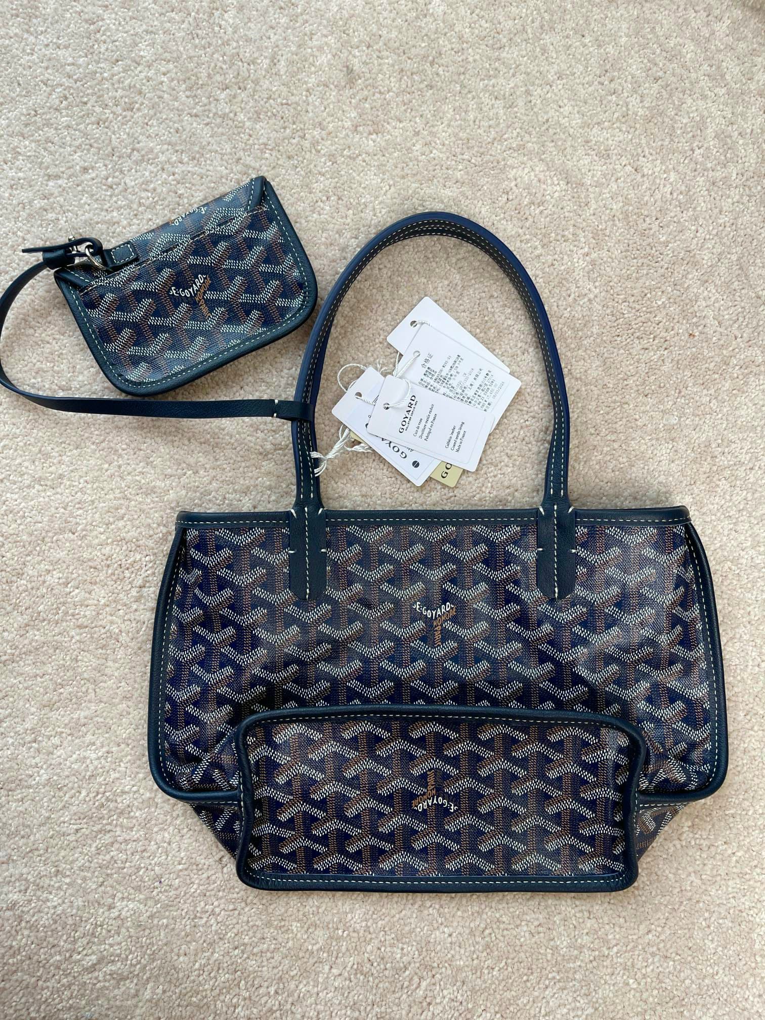 Goyardine Navy Hand-Painted Tote Bag · PA Factory image 5