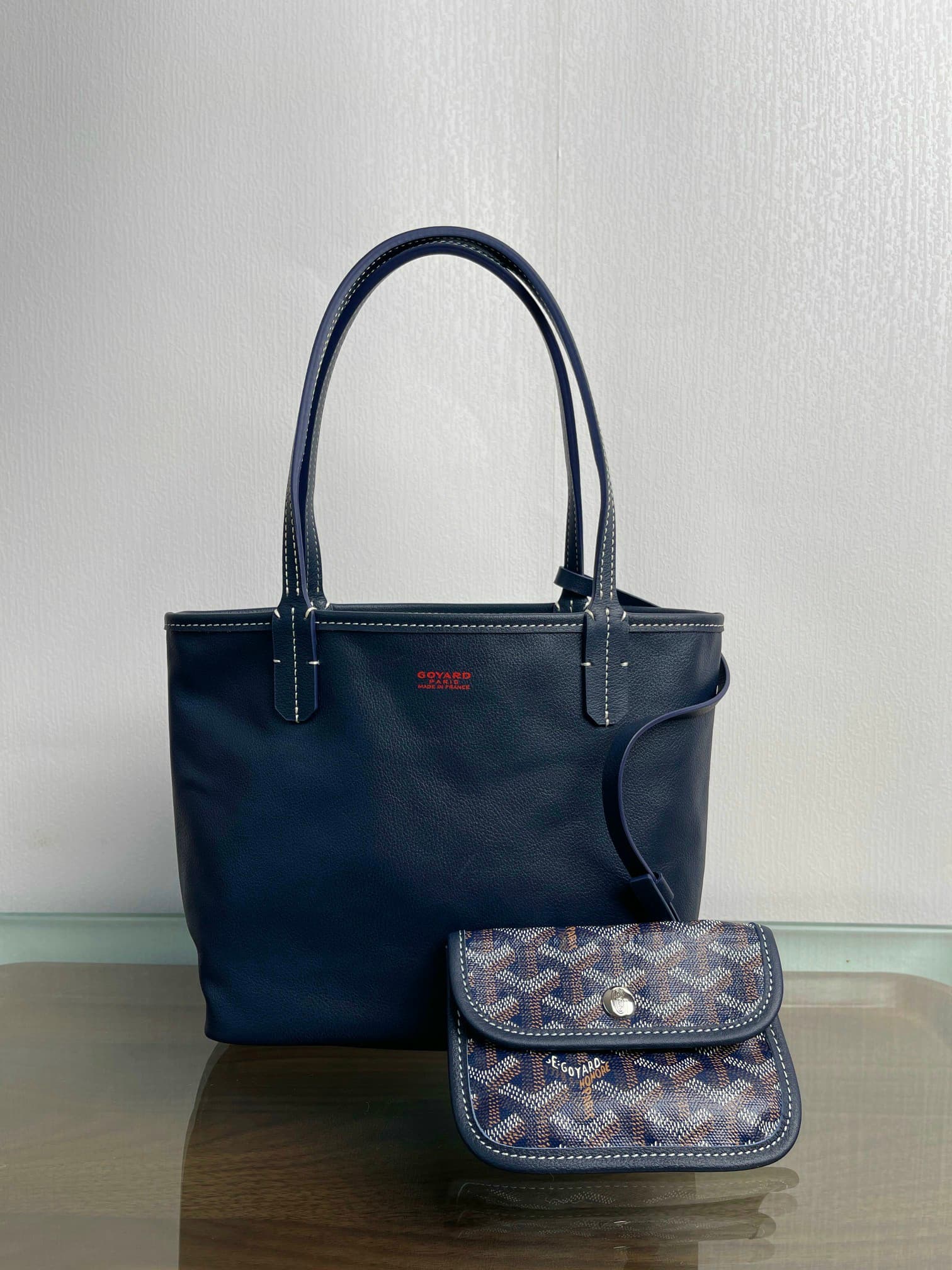 Goyardine Navy Hand-Painted Tote Bag · PA Factory image 6