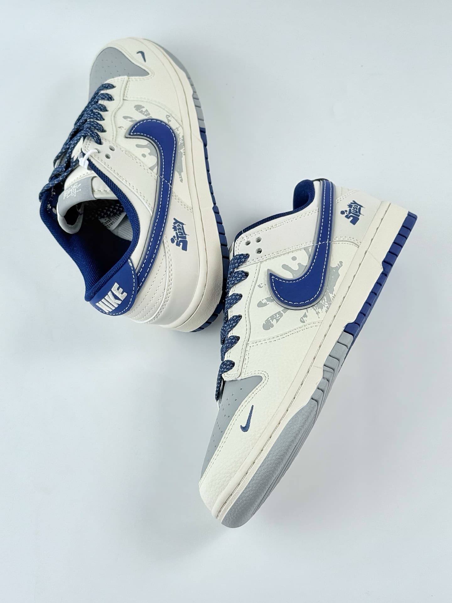 Nike Dupes SB Dunk Low x Stussy white grey blue XS6089 image 3